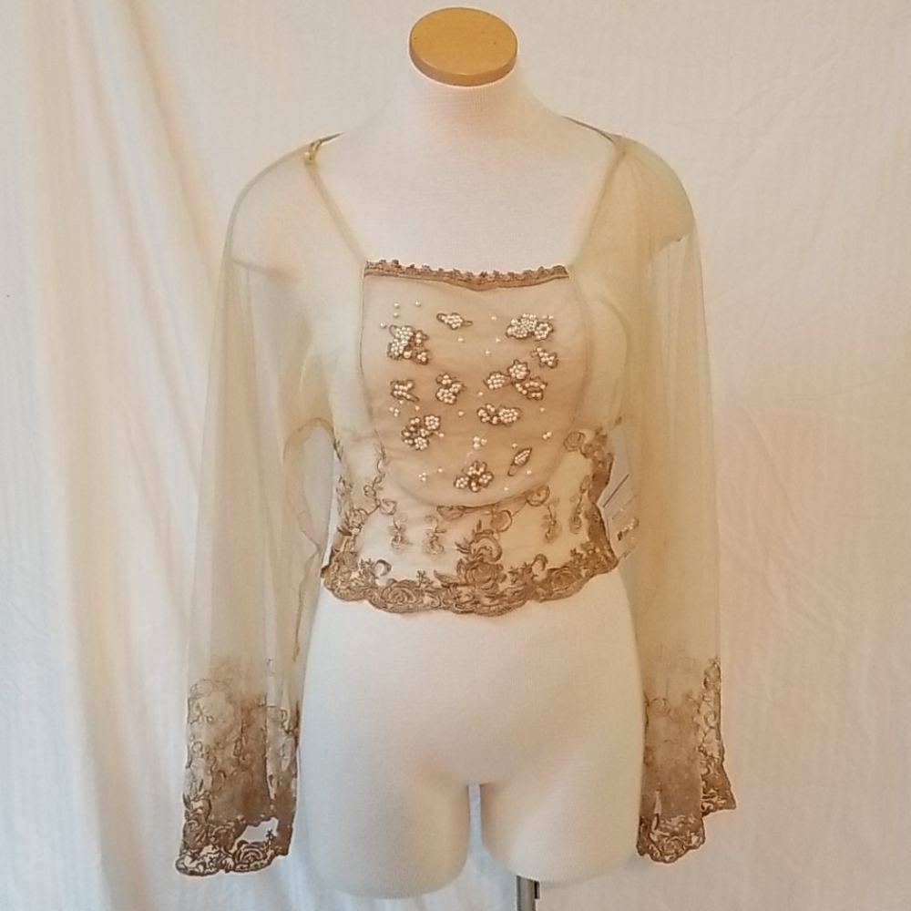 Rare !Free people lace&pearl size medium layer top